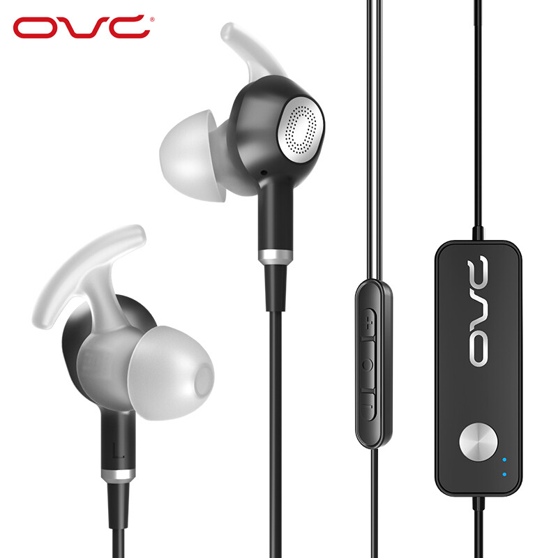  OVC H15 dual unit active noise canceling headphones in-ear wired sports music headphones headset black.                  