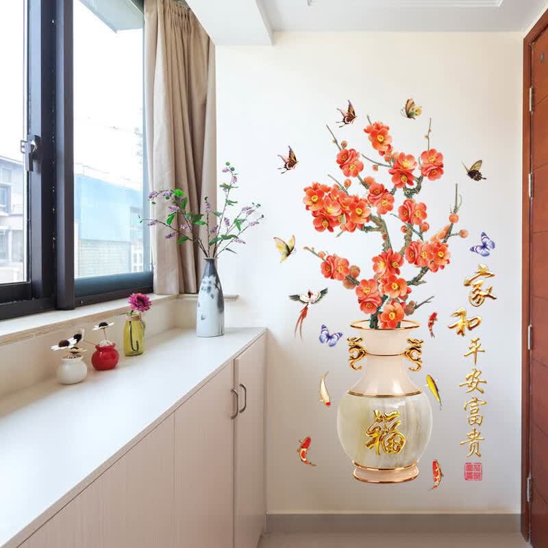 Plum Flower Blossom Wall Stickers Pink Flores Birds Decal Plum Flower Blossom Wall Stickers Pink Flores Birds Decal For Living Room Home Decor Sticker