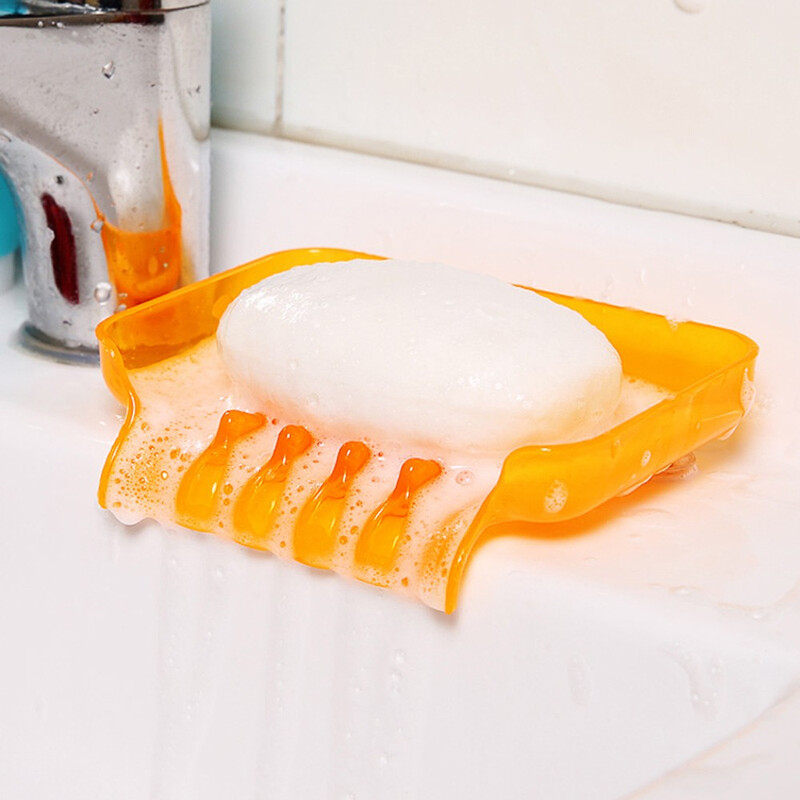 Plastic Soap Box with Sucker Drainable Sponge Holder Kitchen Bathroom Storage Boxes.              