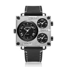 men-watches-megir 2069 Reloj de cuarzo con esfera cuadrada retro Reloj de pulsera deportivo Zonas de tiempo m&uacute;ltiple 3ATM Reloj cuadrado a prueba de agua de 3 diales para hombres on JD