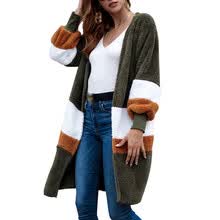 coats-jackets-Soft Women Fashion Casual Oto&ntilde;o Invierno Color Costura Su&eacute;ter flojo C&aacute;rdigan largo Temperamento elegante Encantador y generoso on JD