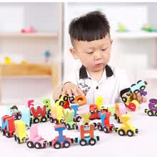 -26 Ingl&eacute;s alfanum&eacute;rico tren peque&ntilde;o juguetes de madera para ni&ntilde;os de 1 a 3 a&ntilde;os de edad, letras magn&eacute;ticas cognitivas educativas on JD