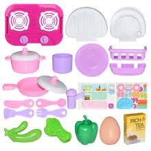 tuscom 1 set children girl toy role play mini simulation kitchenware tableware cookware