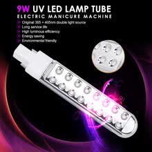 -Bombilla de luz LED para tubo de l&aacute;mpara UV 9W Fuente de luz doble de reemplazo de l&aacute;mpara de curado para Nail Art Dryer on JD