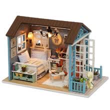 -DIY Miniatura Casa de Mu&ntilde;ecas Kit Realista Mini 3D Casa de Madera Artesan&iacute;a con Muebles LED Luces Regalo de Cumplea&ntilde;os de Navidad on JD