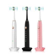 electronic-tooth-brush-Cepillo de dientes el&eacute;ctrico ultras&oacute;nico a prueba de agua recargable Sentidos Vibraci&oacute;n Pelos suaves Cabeza del cepillo de dientes Reemplazable Salud para blanquear on JD