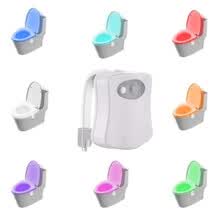 -Luz de noche con sensor LED Luz de asiento de inodoro colorida Ba&ntilde;o con l&aacute;mpara de asiento de inodoro de 8 colores Sensor autom&aacute;tico Luz de asiento on JD