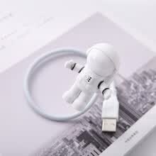-Blanco flexible astronauta astronauta tubo USB LED l&aacute;mpara de luz nocturna para computadora port&aacute;til PC port&aacute;til lectura port&aacute;til DC 5V on JD