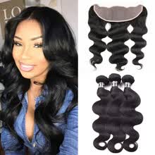 bundles-with-closure-8A brasile&ntilde;o virginal del pelo 3 paquetes con 13x4 encaje onda del cuerpo frontal pelo grueso y suave trama del pelo precio barato extremadamente barato on JD
