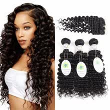 875071956-Brazilian Deep Curly Hair With Closure 7a Brazilian Hair 3 Bundles With Closure Virgin Human Hair With Closure on JD
