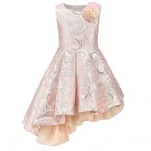 girl-clothing-Fancy Pink Flower Appliques Gorgeous Brocade Girl Vestidos de fiesta de graduaci&oacute;n para ni&ntilde;os Ropa de ni&ntilde;a Vestido con dobladillo c&oacute;nico 3-10 a&ntilde;os on JD