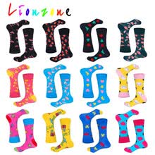 men-socks-LIONZONE Brand Designer Happy Socks Mujeres Tallas Grandes Con Banana Pear Fruit Patrones sonrientes de la cara Unisex color Crew Socks on JD