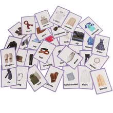educational-toys-Tarjetas de 34pc para ropa, tarjetas de aprendizaje de palabras en ingl&eacute;s y tarjetas de bolsillo para ni&ntilde;os en edad preescolar Tarjetas de vocabulario en ingl&eacute;s on JD
