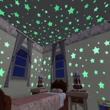 -100 unids pegatinas de pared calcoman&iacute;a resplandor en la oscuridad beb&eacute; ni&ntilde;os dormitorio decoraci&oacute;n del hogar estrellas de color fluorescente luminosa on JD