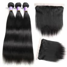 bundles-with-closure-Lace Frontal Closure With Bundles Straight Virgin Hair Bundle Deals With Frontal 3 Bundles Human Hair Weave With Frontal Closure on JD