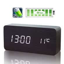 men-watches-TIMESS almacenamiento de reloj de alarma mudo reloj electr&oacute;nico control de voz recargable LED estudiante creativo dormitorio temperatura multifuncional reloj de madera 5021-2 bamb&uacute; on JD